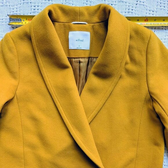 Aritzia WILFRED Wool Cashmere Blend Coat Women's Mustard Size M - Picture 7 of 9